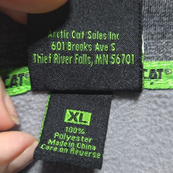 Arctic Cat Riders Club Men's Gray & Green Full Zip Fleece Jacket Size XL - Picture 8 of 9